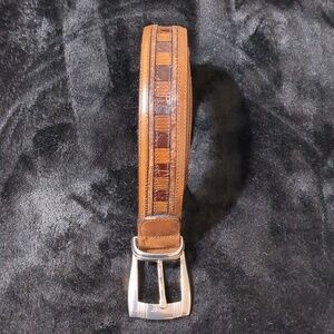 Cālé Genuine Lizard Skin Belt Size 32 (39") Brown Made in Spain